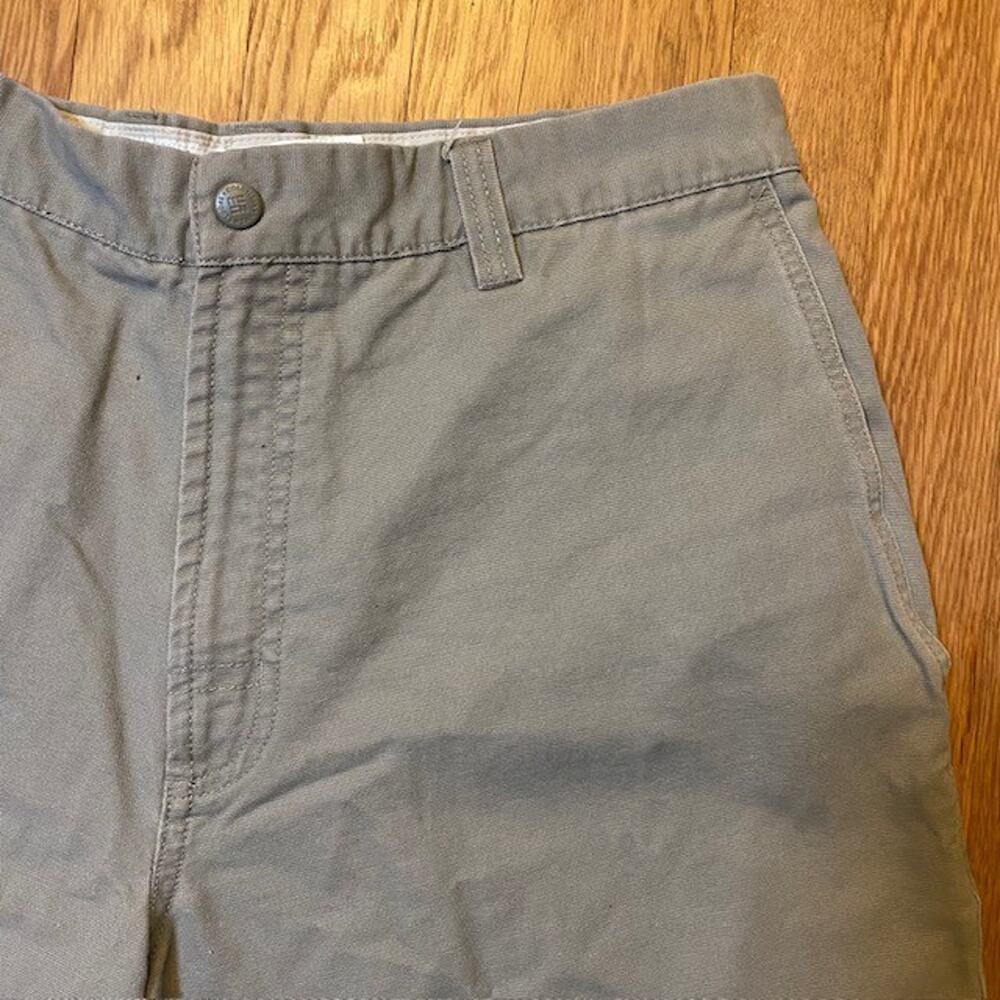 Columbia Mens 34 Flat Front Tan Khaki 5 Pocket Fishing Hike Chino Shorts Cotton - Picture 2 of 7